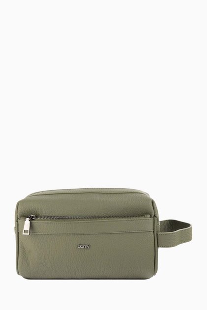 Genuine Leather Unisex Handbag with Finger Reader 8414 - Khaki