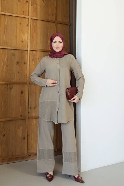 100% Linen Cotton Double Set with Lace Embroidery Detail