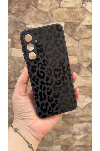 Samsung Galaxy S23 Fe Compatible Leopard Patterned Silicone Shock-Absorbing Classic Protected Rubber Case