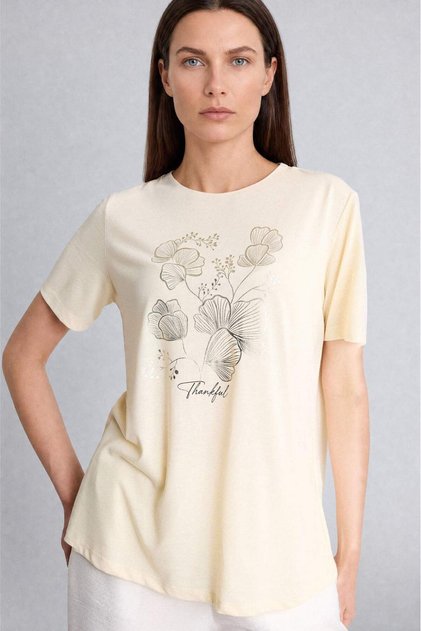 Regular Fit Crew Neck Floral Printed Short Sleeve T-Shirt H1188Ax26Hs
