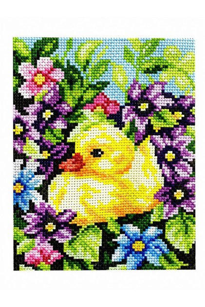 Desenli Kanaviçe Seti – El İşi Nakış Kiti, Renkli İpliklerle Tam Set 20x28