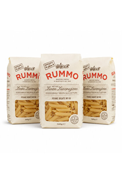 Set 3 x Paste Penne Rigate N°66, 500 g, paste din grâu dur, metodă Lenta Lavorazione, timp de fierbere 11 minute
