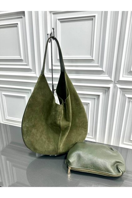 Genuine suede leather women's shoulder bag