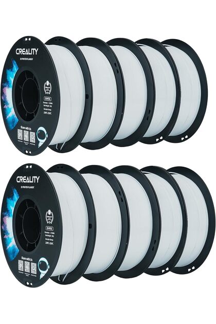 PETG Filament 1,75 mm, 3D Yazıcı Filamenti, CR-PETG, ±0,02 mm Boyutsal Doğruluk, Yüksek Baskı Kararlılığı, Beyaz, 10'lu Paket