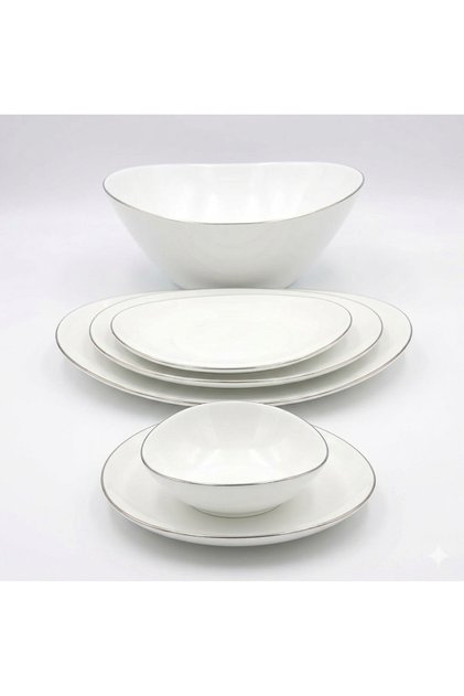 18 Pcs Dinner Set Gold line Opal Glassware Microwave Dishwasher Safe