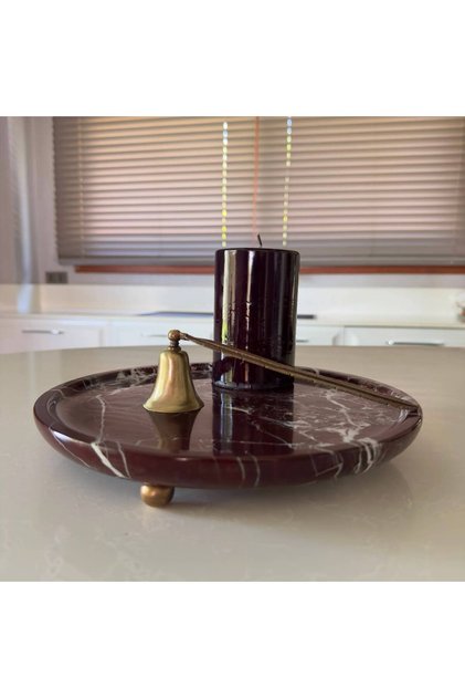 Elazığ Cherry Marble Antique Ball Footed Presentation Bowl