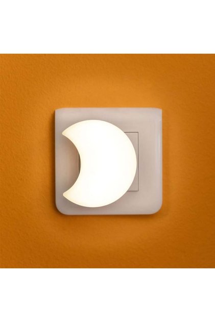 Lampă de Veghe pentru Copii, Model Lună, Alb cald, senzor lumină, lumină alb cald, Lumină Blândă pentru Noapte