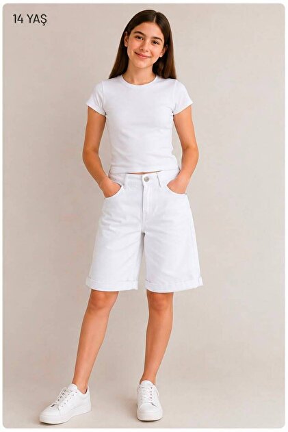 Jeans White Denim Long Girls Shorts Bermuda