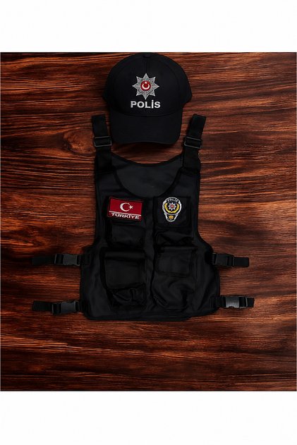 Children's Police Vest Adjustable Vest and Hat