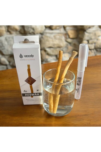 Periuță de Dinți Naturală Miswak (Siwak) din Lemn de Arak Belgia + Suport de Călătorie – Igienă Orală Naturală, Fără Pastă de Dinți