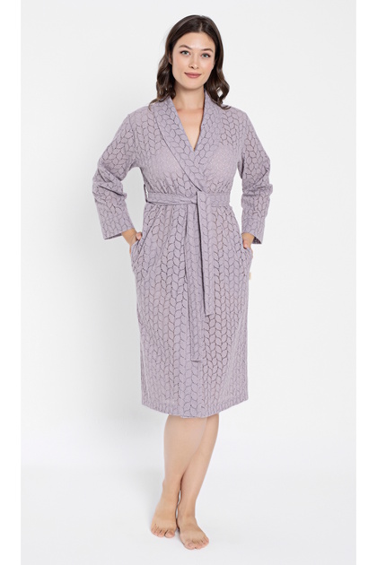 Women's Short Shawl Collar Leaf Brode Cotton Dressing Gown