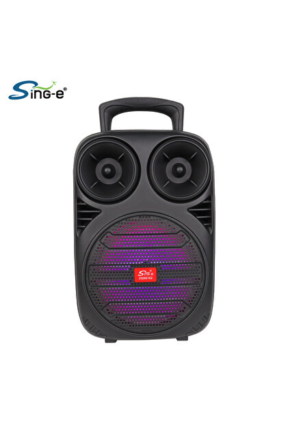 مكبر صوت كاريوكي محمول Sing-e ZQS6162 بتقنية البلوتوث مع إضاءة LED ملونة للاستخدام الخارجي يعمل بالبطارية