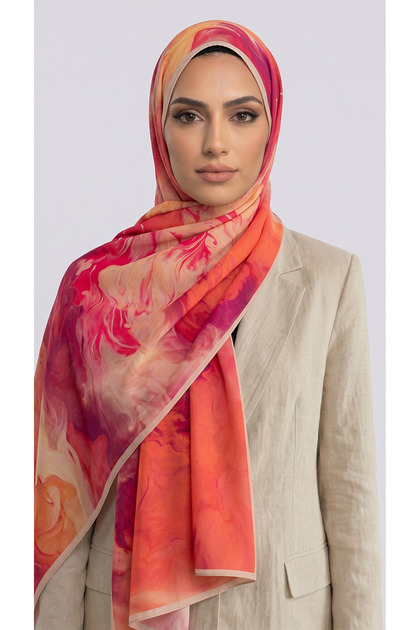 Yanki Patterned Viscose Shawl - Pink / Fuchsia