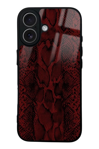 iPhone 17 Red Leather Design Glossy Phone Case