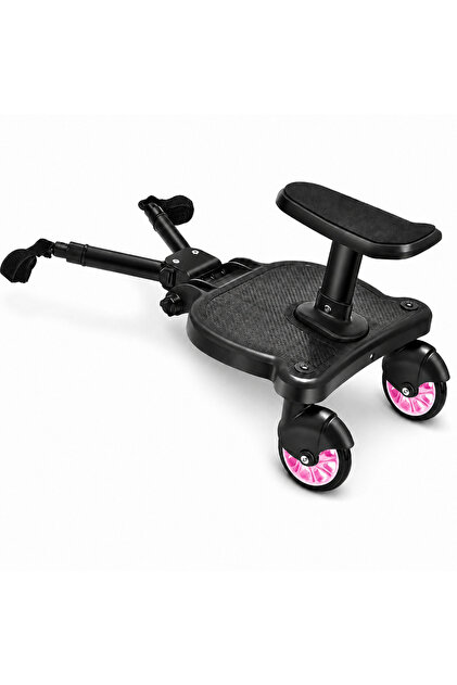 Adaptor carucior al doilea copil, platforma cu scaun detasabil, 2 roti, max. 25 kg, roz