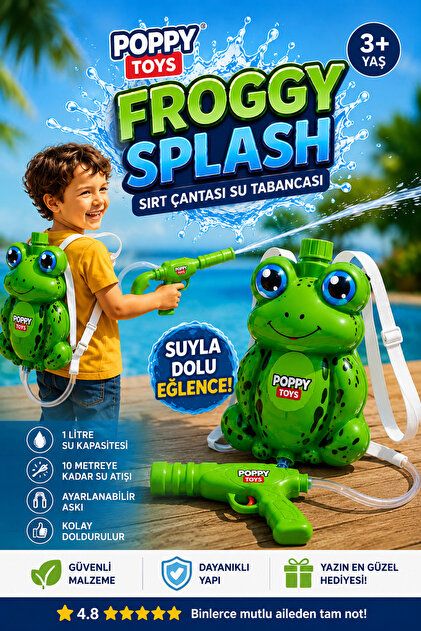 LORELLİ Froggy Splash Kurbağa Sırt Çantalı Su Tabancası 1 Litre 3+