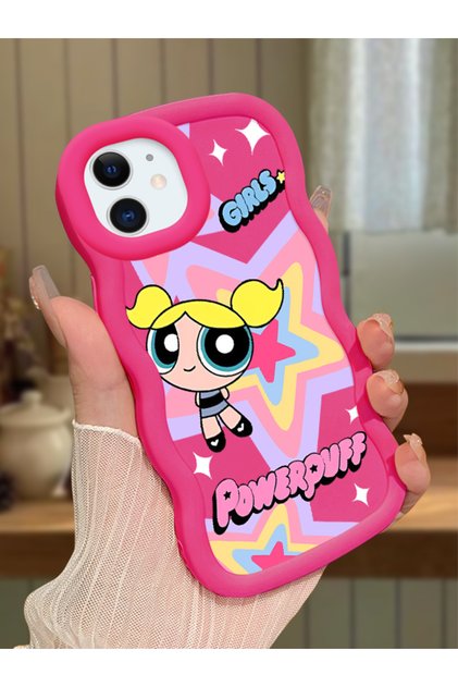 iPhone 12 Compatible Case Camera Protector Red Silicone Couple Phone Case Powerpuff Pattern
