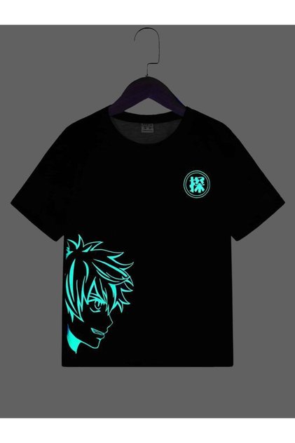 Children's Printed Crew Neck Short Sleeve Black T-Shirt
