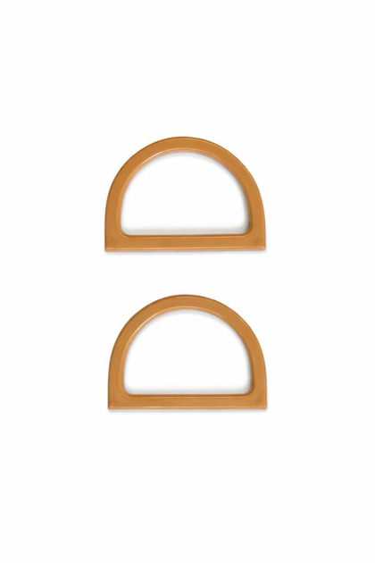 D Shaped Acrylic Bag Handle Dark Beige Color 1 Pair (2 Pieces) Handmade Knitted Straw Canvas Bag Handle -