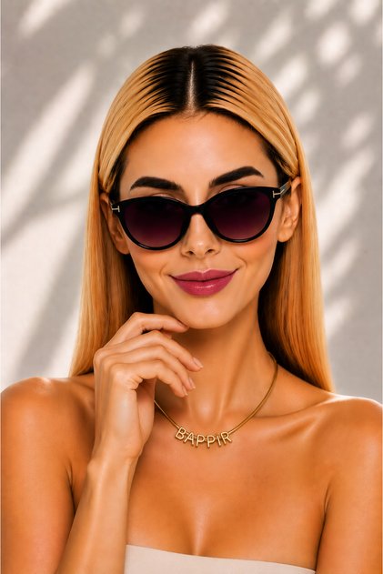 Cat Buckle Model New Season Light Frame Uv Protection Women's Sunglasses Leopard Frame Black Gradient Glass