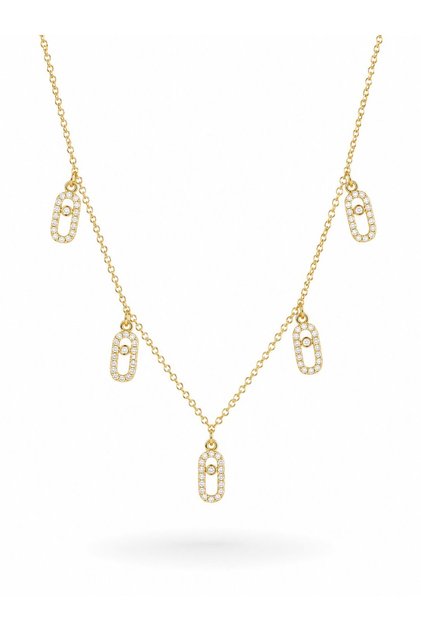 Brass Minimal Messika Model Zircon Stone Women's Necklace