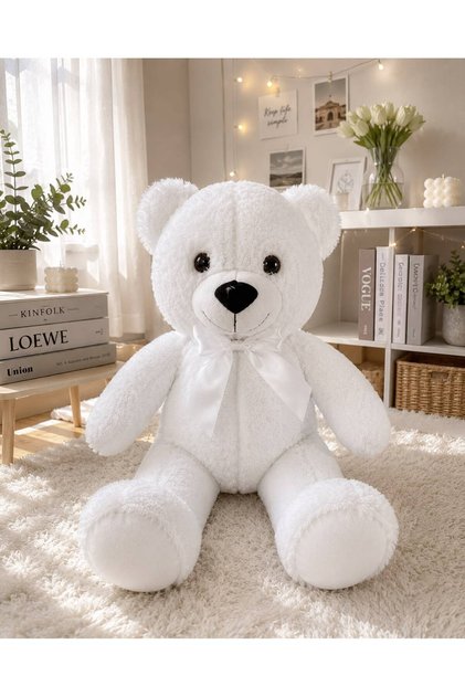 50 cm Plush Teddy Bear with Bow Tie, Gift for Lover, Birthday Gift, White