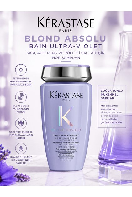 Blond Absolu Bain Ultra-Violet 250 ml - Anti-Orange Reflection for Light Blonde and Gray Hair