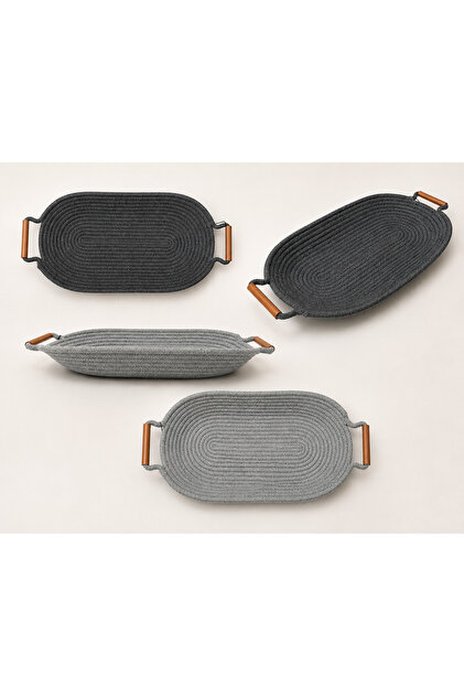 kleez Woven Serving Tray with Copper Handles – Handwoven
