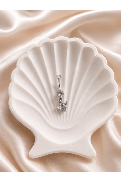 Kelebekli Çelik Göbek Piercing
