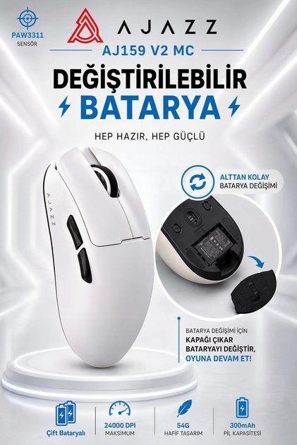 Ajazz AJ159 V2 MC Kablosuz Oyuncu Mouse | Değiştirilebilir