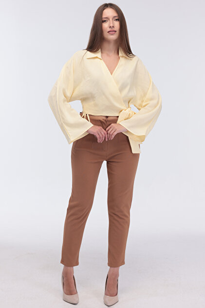 Double Breasted Front Bat Sleeve Modal Woven Shirt