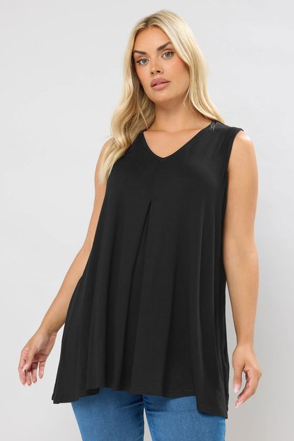 Plus Size Zero Sleeve V-Neck Flared Basic Blouse 191309