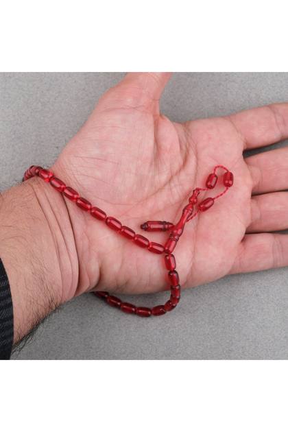 Fire Amber Capsule Cutting System, Wrist Length 5X8Mm, Rosary Red