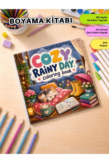 Cozy Rainy Day Coloring Book – 21X20 cm I 40 Visuals I for Children and Adults