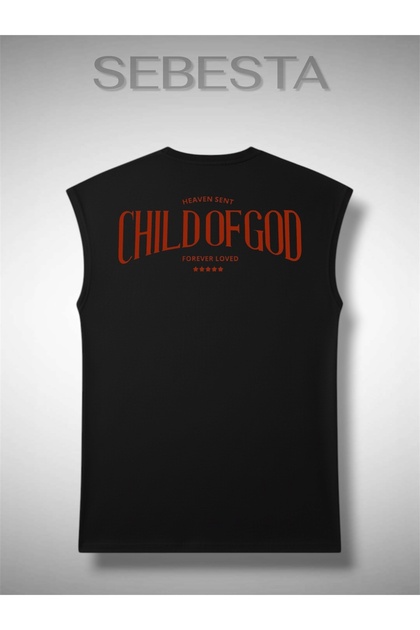Child of God Printed Cotton 0 Collar Premium Oversize Sportsman Top