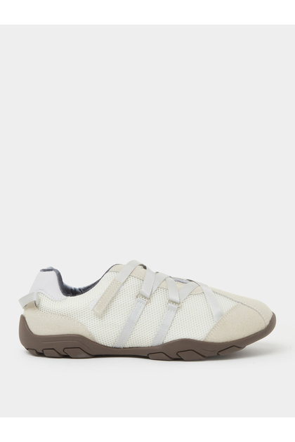 Cream Mesh Panel Velcro Detail Sneakers