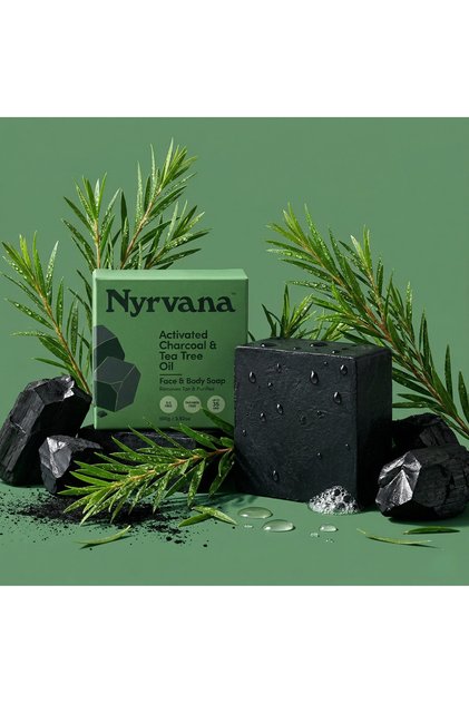 Activated Charcoal & Tea Tree Oil Soap for Acne Control & Oily Skin, Pore Purifying Bathing Bar to Remove Blackheads, Detox Skin & Fade Tan, Antibacterial, Natural Handmade, 100g