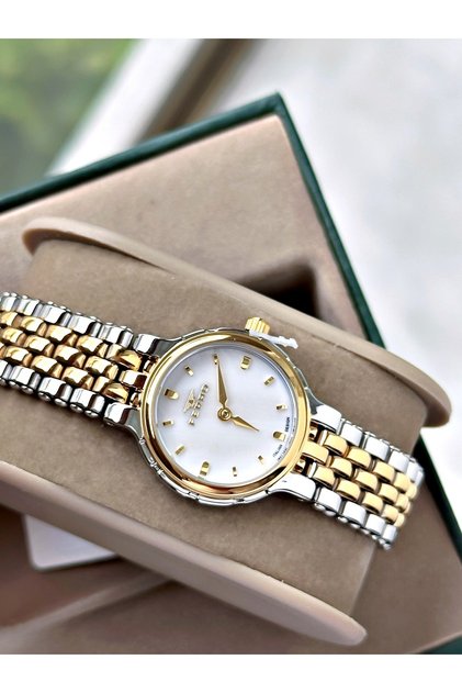 Altın Gümüş Renk Klasik Sade Model Vintage Kadın Kol Saati + BİLEKLİK
