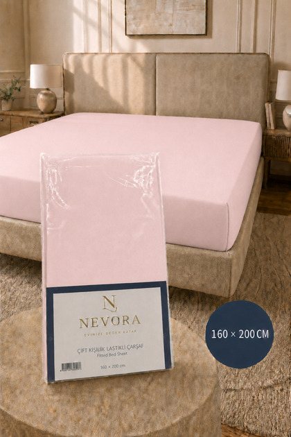 160X200 cm Double Light Pink Elastic Fitted Sheet