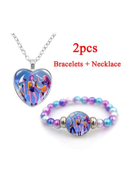Bandai 2PCS Set Jewelry-2 Trendy 2pc Demon Hunters 1pcs Jewelry, Delicate Necklace and Bracelet, Sty