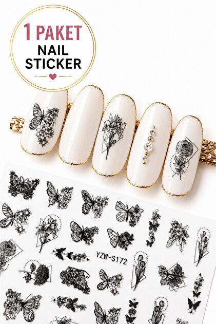 Nail Art Sticker Kendinden Yapışkanlı Tırnak Dövmesi Takma Tırnak Süsleme Tırnak Tattoo