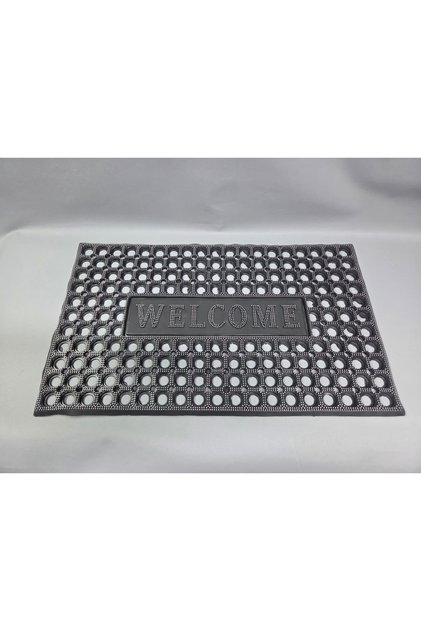Gray Colored Rubber Welcome Mat - Non-Slip Base Indoor and Outdoor Entrance Mat