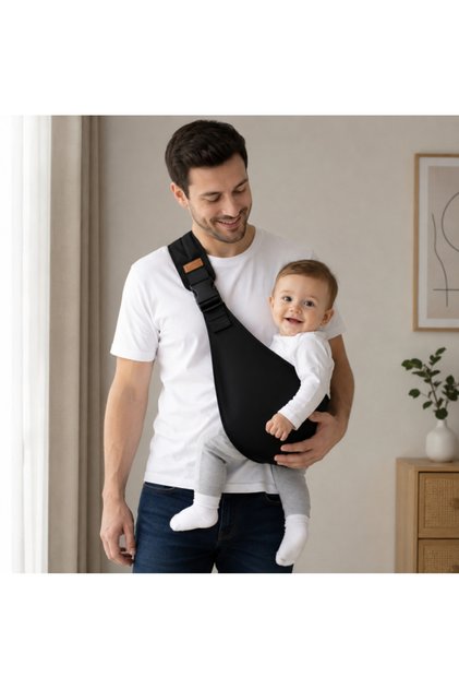 Marsupiu Ham pentru Transport Copii 5-20 kg, Curea Reglabila si Ajustabila, Bumbac Ergonomic Negru