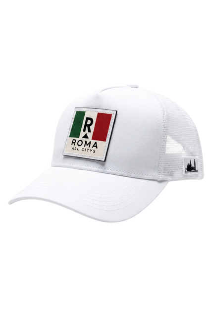 Rome Flag Patch Detailed Mesh Trucker Baseball Cap