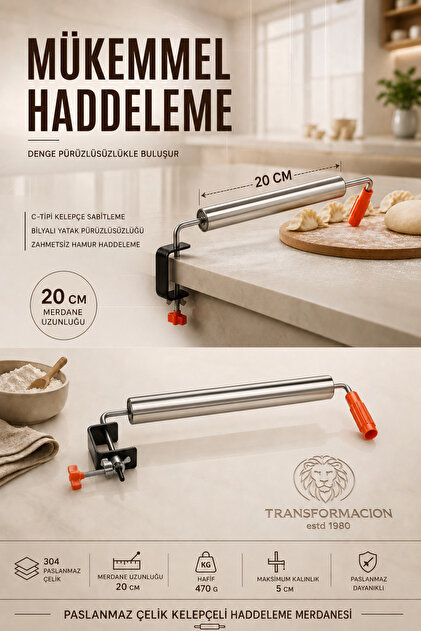 Industrial Mantımatik 20 cm Tabletop Fixable Roller Mantı Dumpling Pizza Dough Rolling Machine Rolling Pin with Bearing 723417