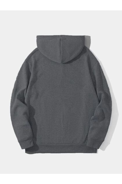 Men's 3 Thread P Cotton U K Hooded K Kangaroo Pocket Sweatshirt Hoodie - Smoked