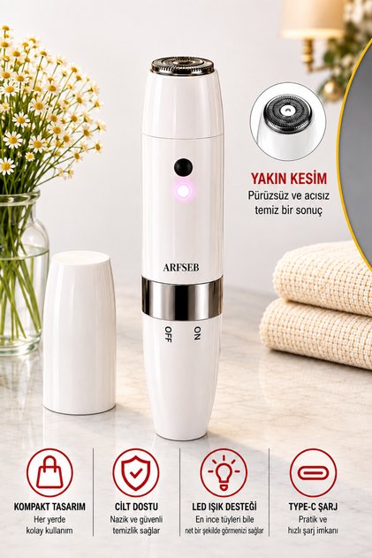 Kadın Yüz Tüy Alma Cihazı Şarjlı USB-C Mini Kaş Bıyık Tüy Kesici Hassas Epilatör