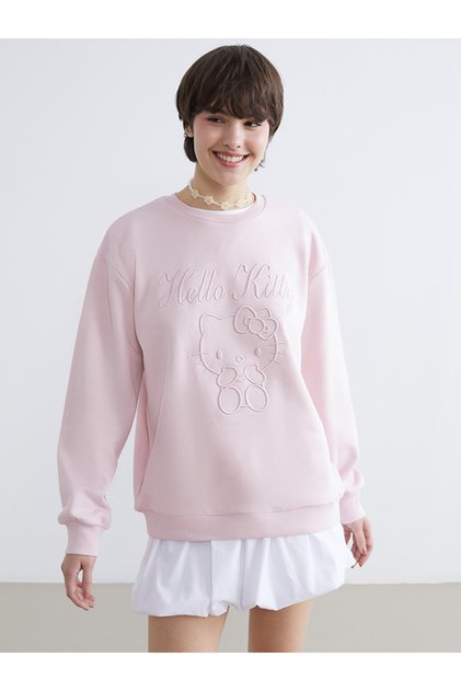 Hello Kitty Embroidered Oversized Women's Thick Sweatshirt