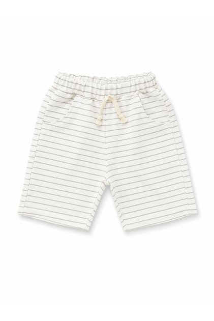 Boy's Striped Cotton Shorts White