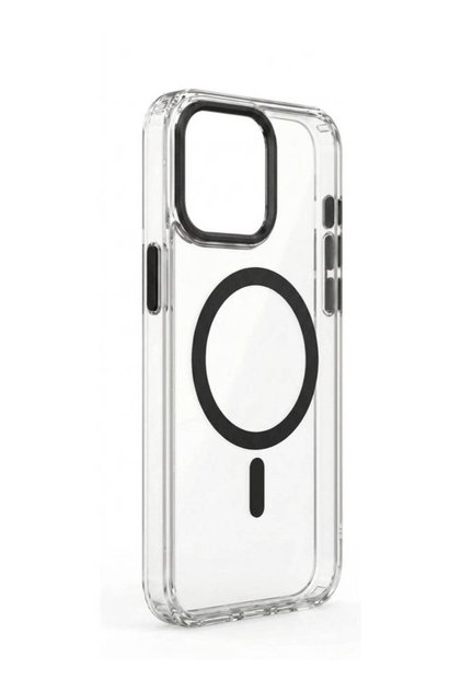 Transparent Protective with Colored Frame Compatible with iPhone 15 Pro Max With MagSafe - Black